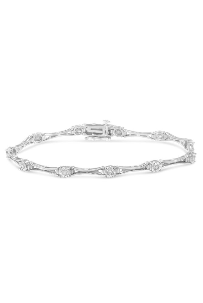 1/4 Cttw Diamond Miracle-Set Flared-Bar 7" Link-Style Tennis Bracelet